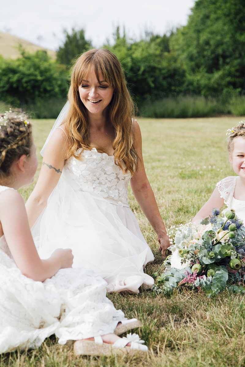 Bride with two flower girls